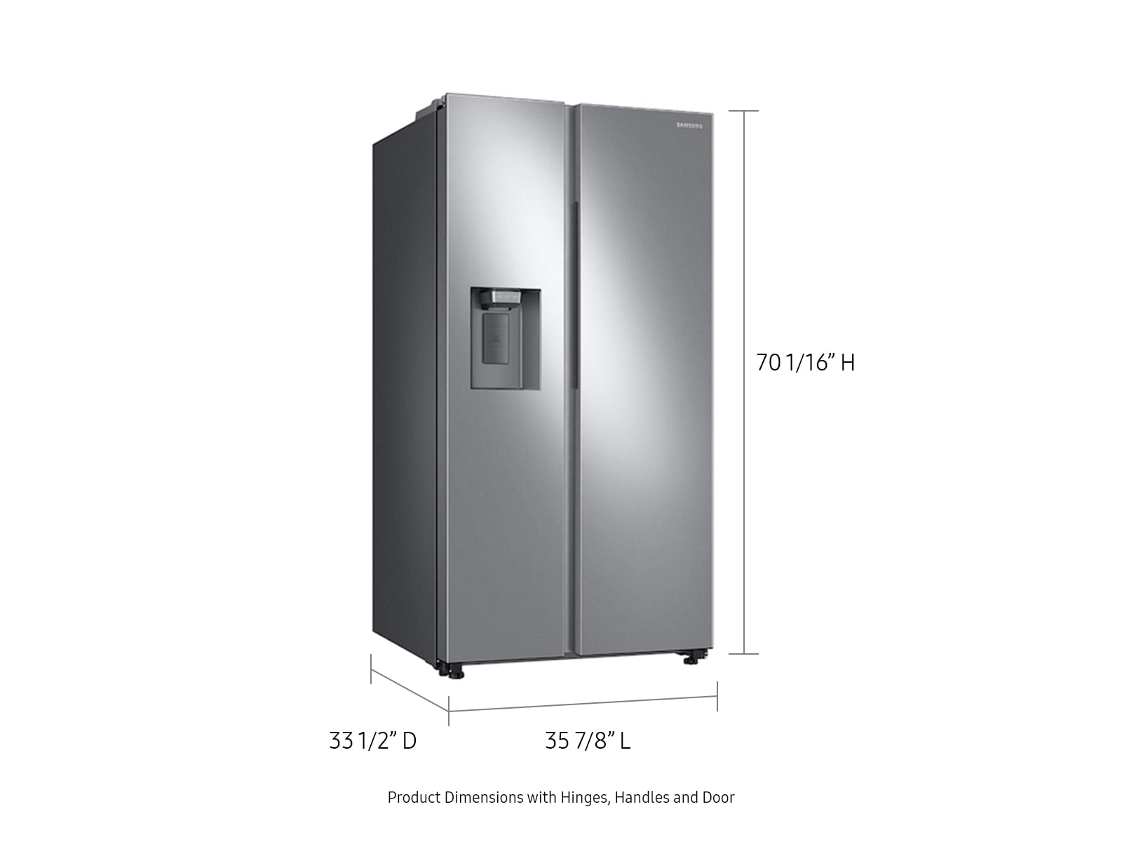 Samsung 27.4 cu. ft. Large Capacity Side-By-Side Refrigerator In Silver(RS27T5200SR/Aa) - View 3 | Fridge.com