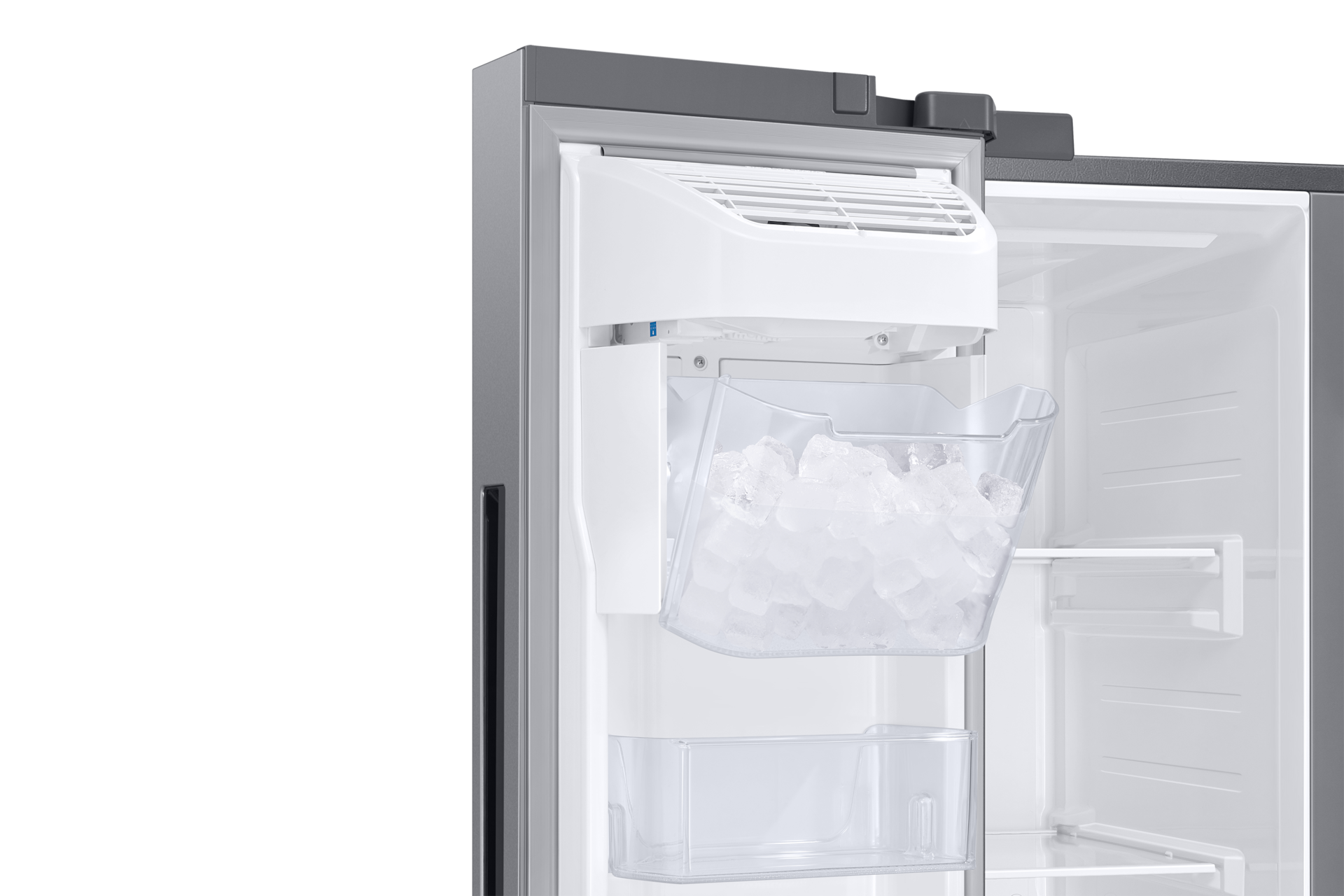 Samsung 28 cu. ft. Smart Side-By-Side Refrigerator In Silver(RS28A500ASR/Aa) - View 5 | Fridge.com