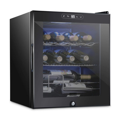 Schmecke 12 Bottle Compressor Wine Refrigerator, Cube Wine Cooler with Lock, Black | Fridge.com