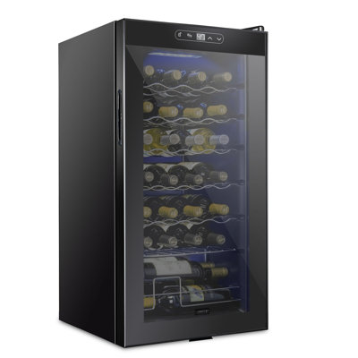 Schmck Single Zone 16.9'' Freestanding 28 Bottle Wine Refrigerator | Fridge.com