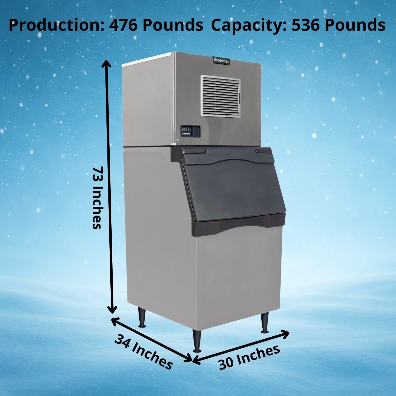 Scotsman Prodigy Elite Small Cube 30" Ice Maker - 476 lb/Day, 536 lb Storage Bin - View 3 | Fridge.com