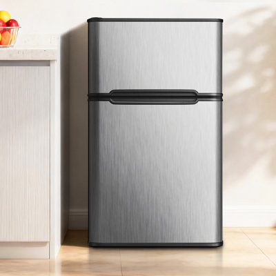 3.2 Cubic Feet Small Fridge Convertible Mini Fridge with Freezer, Silver | Fridge.com