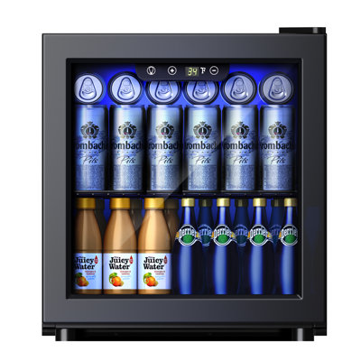 Simzlife 17"W 50 Cans 1.3 Cubic Feet Convertible Beverage Refrigerator with Wine Storage and with Glass Door | Fridge.com