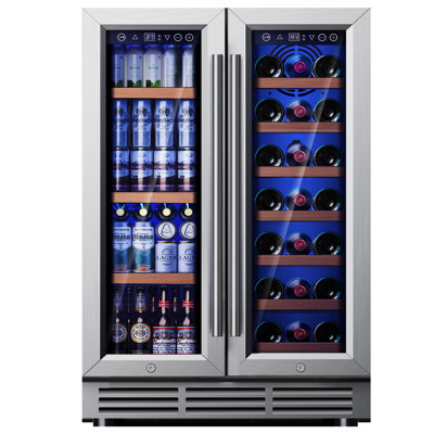 Simzlife 23.5'' W 21 Bottles and 88 Cans 4.65 Cu Ft (Dual Zone) Wine and Beverage Refrigerator - Freestanding/Built-In/Under Counter Cooler with Tempe | Fridge.com