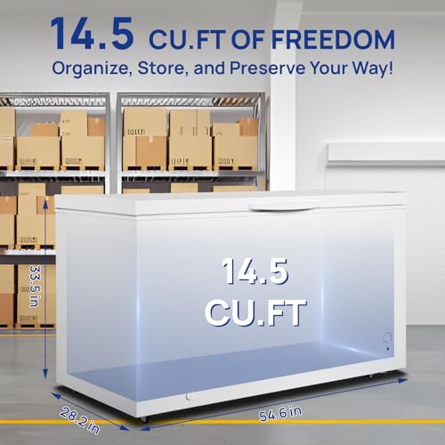 14.5 cu ft Deep Freezer - Large Chest Freezer With Removable Basket And 7 Level Adjustable Thermostat - Commercial Freezer Energy Saving Quiet For Restaurants, Supermarkets, And Garages - View 2 | Fridge.com