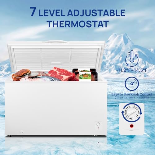 14.5 cu ft Deep Freezer - Large Chest Freezer With Removable Basket And 7 Level Adjustable Thermostat - Commercial Freezer Energy Saving Quiet For Restaurants, Supermarkets, And Garages - View 3 | Fridge.com