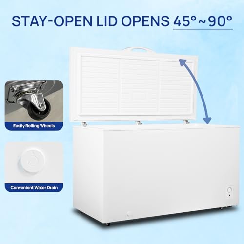 14.5 cu ft Deep Freezer - Large Chest Freezer With Removable Basket And 7 Level Adjustable Thermostat - Commercial Freezer Energy Saving Quiet For Restaurants, Supermarkets, And Garages - View 4 | Fridge.com