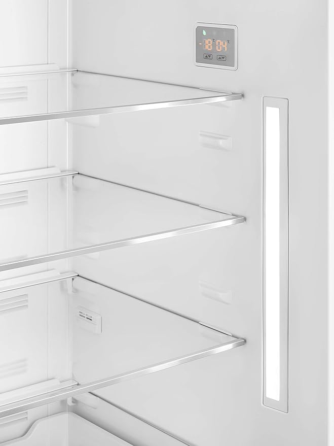 Smeg FAB28 50's Retro Style Top Freezer Refrigerator with 9.93 Cu Total Capacity, Multiflow Cooling System, Adjustable Glass Shelves 24-Inches, White Right Hand Hinge Made In Italy | Fridge.com
