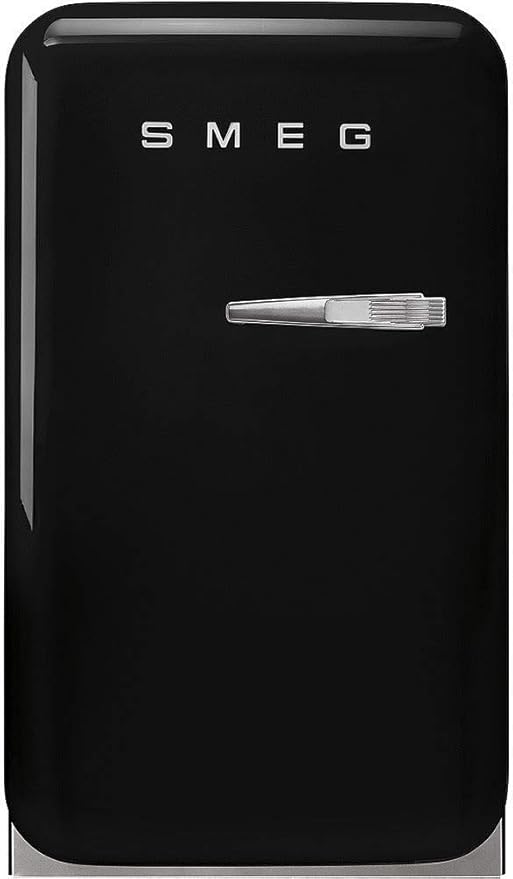 SMEG Retro FAB 5 Mini Refrigerator - 16" Authentic 50's Style - Made in Italy - FAB5ULBL3-1.5 cu. ft - Adjustable Shelves & LED Lighting – Left hinge option (not reversable)- Black | Fridge.com