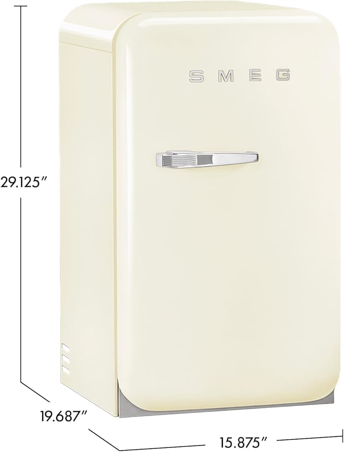 Smeg Retro FAB 5 Mini Refrigerator - 16" Authentic 50's Style - Made in Italy - FAB5ULBL3-1.5 cu. ft - Adjustable Shelves & LED Lighting – Left hinge option (not reversable)- Black | Fridge.com