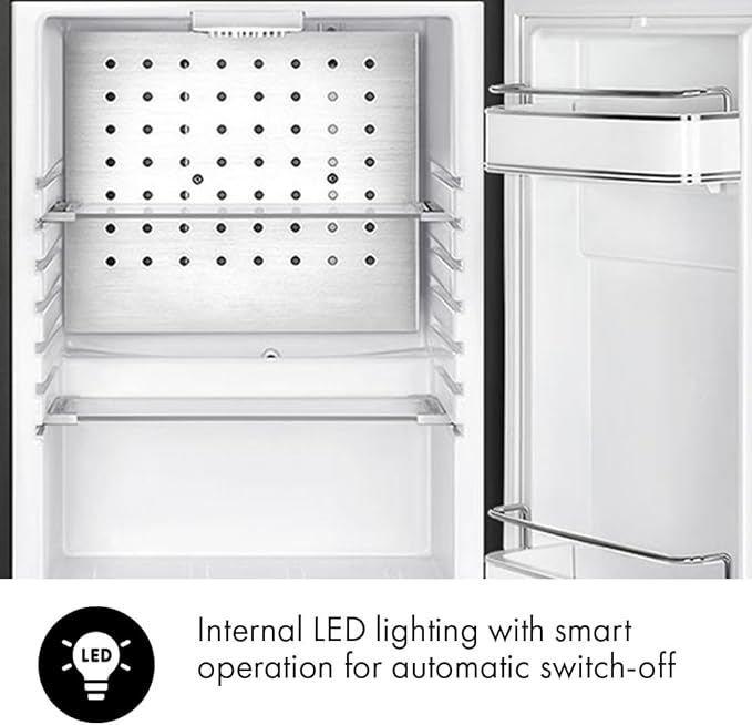 Smeg FAB5 Retro Mini Fridge – 50s Style Compact Small Refrigerator, 1.2 cu ft, Automatic Defrost, LED Lighting, Adjustable Shelves– Made In Italy – Perfect For Home, Dorm, Office, Hotel -Orange - View 4 | Fridge.com