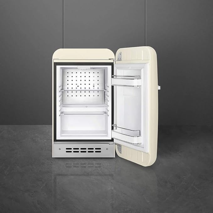 Smeg FAB5 Retro Mini Fridge – 50s Style Compact Small Refrigerator, 1.2 cu ft, Automatic Defrost, LED Lighting, Adjustable Shelves– Made In Italy – Perfect For Home, Dorm, Office, Hotel -Cream - View 2 | Fridge.com