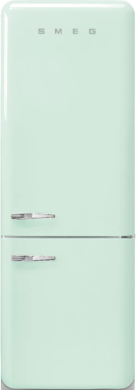 Smeg FAB38 Retro Style Refrigerator with Bottom Freezer – Made in Italy – Multiflow Cooling – LED Lighting – Glossy Finish – 3 Adjustable Glass Shelves - Pastel Green | Fridge.com