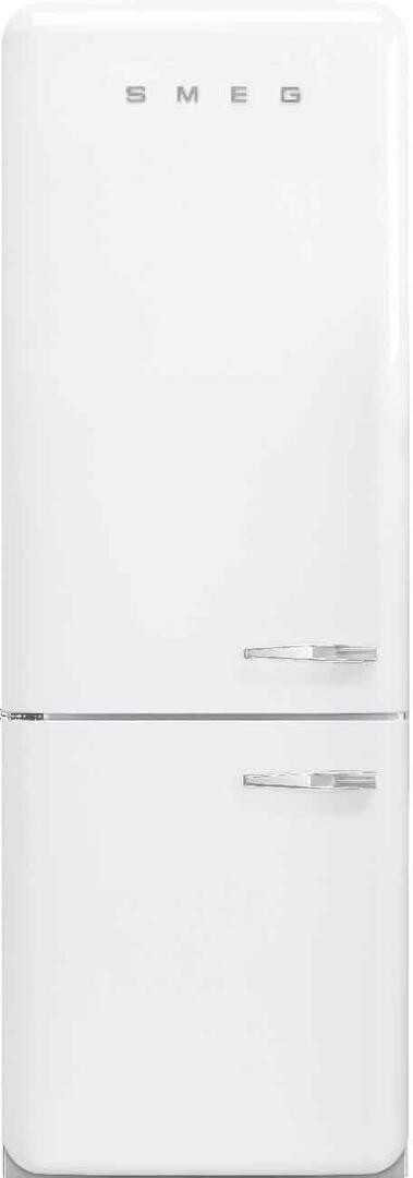 Smeg FAB38 Retro Style Refrigerator with Bottom Freezer – Made in Italy – Multiflow Cooling – LED Lighting – Glossy Finish – 3 Adjustable Glass Shelves - White | Fridge.com