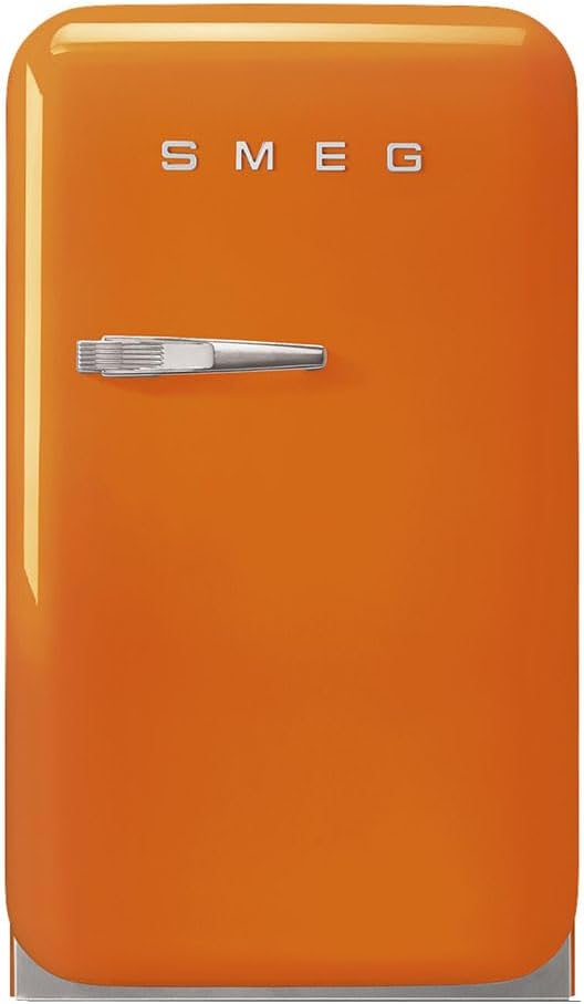 Smeg FAB5 Retro Mini Fridge – 50s Style Compact Small Refrigerator, 1.2 cu ft, Automatic Defrost, LED Lighting, Adjustable Shelves– Made in Italy – Perfect for Home, Dorm, Office, Hotel -Orange | Fridge.com