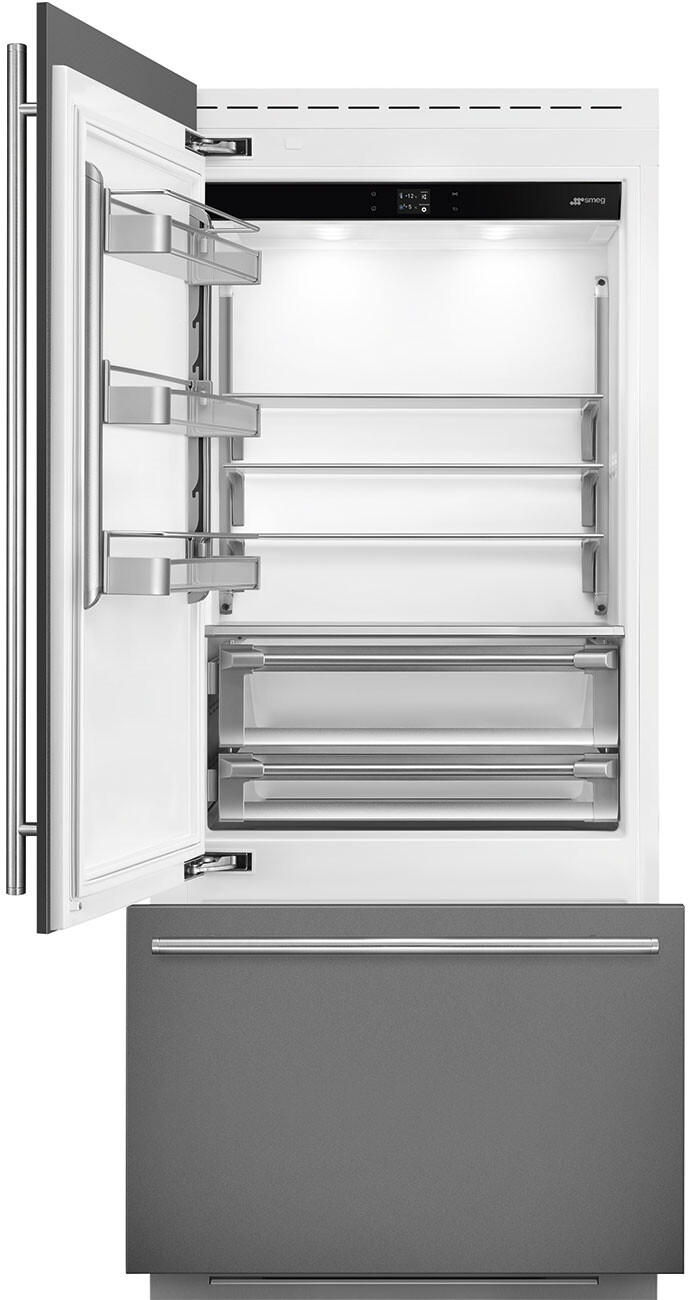 Smeg 36 Inch Built In Counter Depth Bottom Freezer Refrigerator RBMU36L | Fridge.com