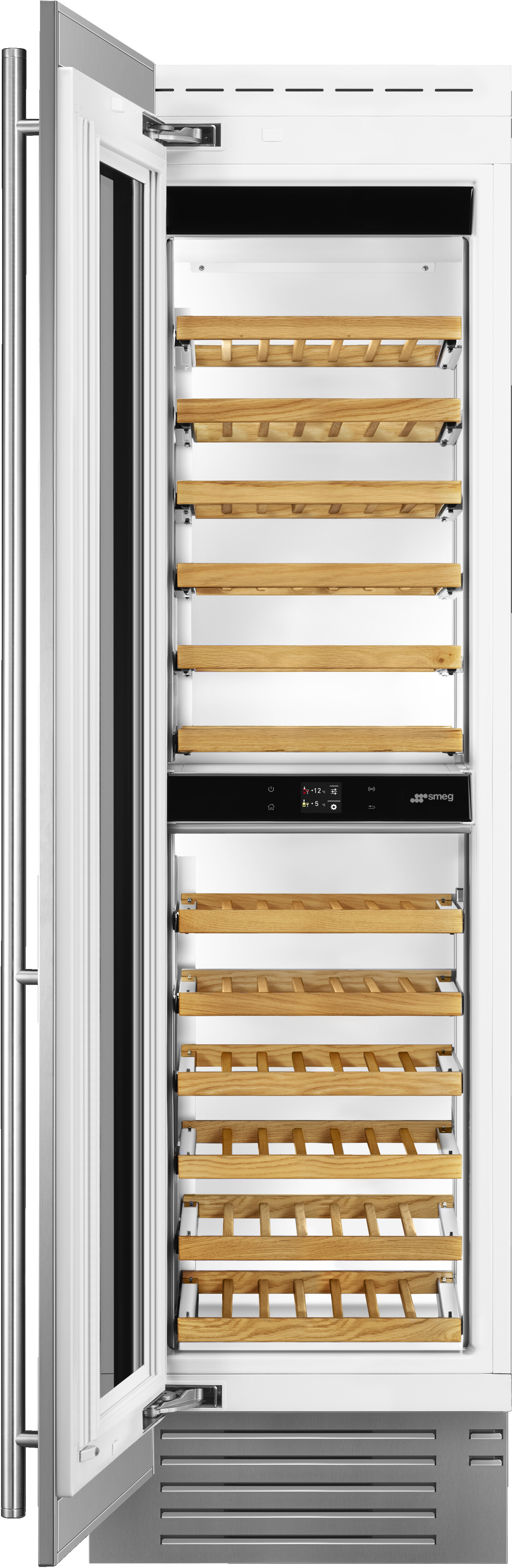24" Wine Column, W/Handles, 2 Temperature Zones, Dual Evaporators, Inverter Compressor, 78-Bottle Capacity, TFT Touch Display — FIN-0020091 | Fridge.com
