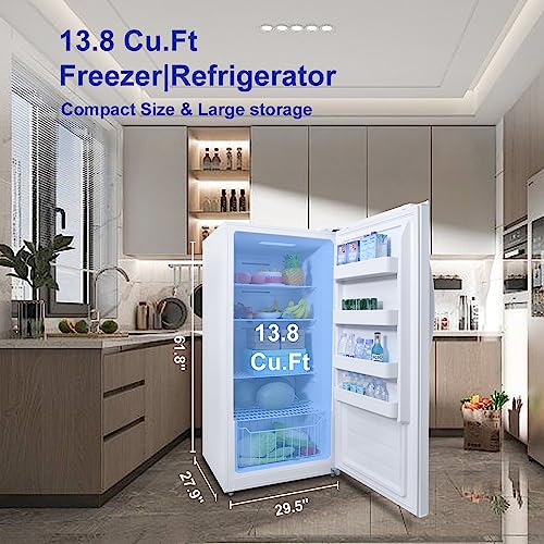 Smeta Upright Deep Freezer 13.8 cu ft, Stand Up Frost Free Standing Freezer Upright, Garage Ready Upright Freezerless Refrigerator Convertible Vertical 14 cu ft, White - View 3 | Fridge.com