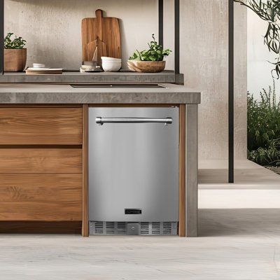 Spire 5.1 Cu.ft. Compact Refrigerator With Premium Stainless Steel Exterior, Temperature Control 0 To 10c, 4 Shelves, And Reversible Door - Big Mini | Fridge.com