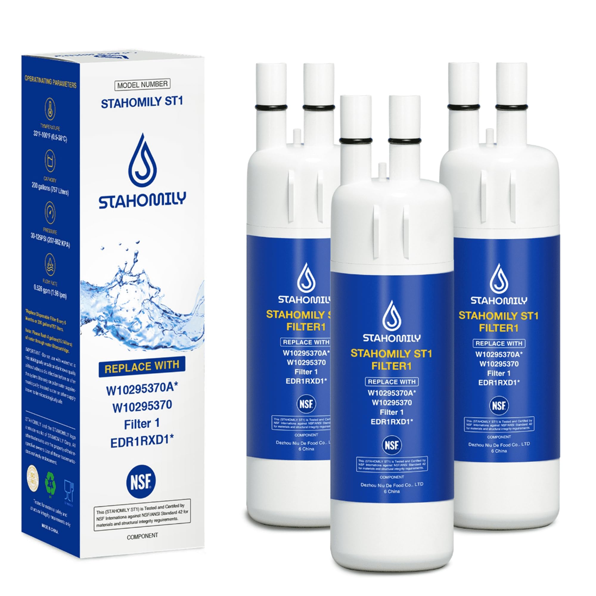 STAHOMILY EDR1RXD1 Water Filter Replacement for Whirlpool, Everydrop Filter 1, W10295370a, WHR1RXD1, KAD1RXD1, Compatible with Kenmore 46-9930, 46-9081, 3 Pack | Fridge.com
