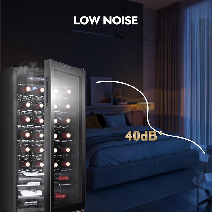 Staigis 28 Bottle Compressor Wine Cooler Refrigerator, Small Freestanding Wine Fridge For Red, White And Champagne, Mini Fridge With 40-66F Digital Temperature Control Glass Door - View 6 | Fridge.com