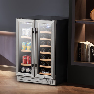 Wine and Beverage Refrigerator 24 in Dual Zone Wine Cooler with Glass Doors | Fridge.com