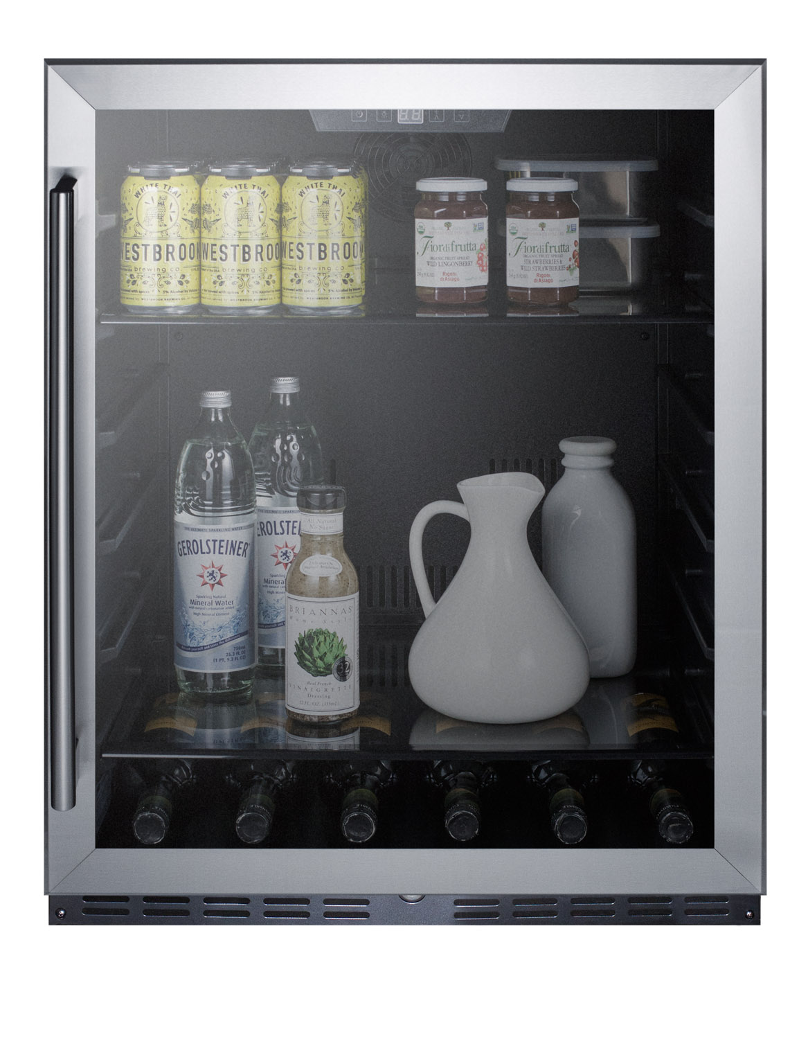 Summit Appliance 23.63'' W Convertible 108 Cans (12 oz.) 5 Cubic Feet Beverage Cooler With Reversible Glass Door - View 5 | Fridge.com