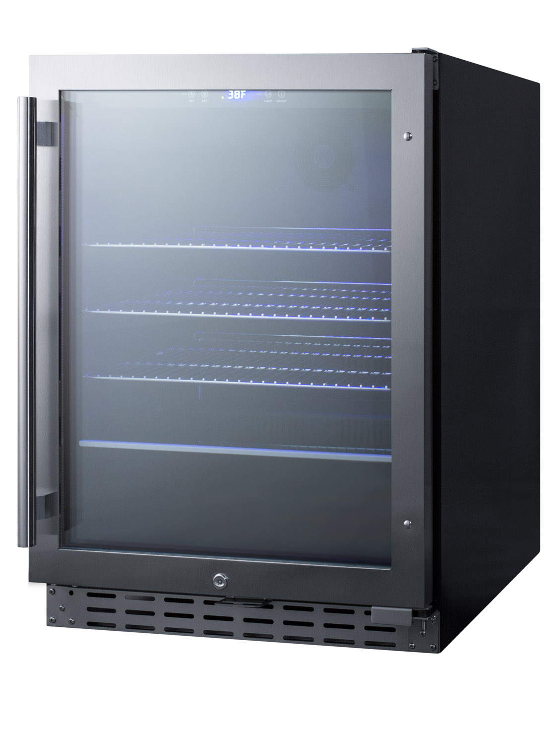 Summit Appliance 23.5'' W Built-In 80 Cans (12 oz.) 4.2 Cubic Feet Beverage Cooler With Reversible Glass Door - View 3 | Fridge.com