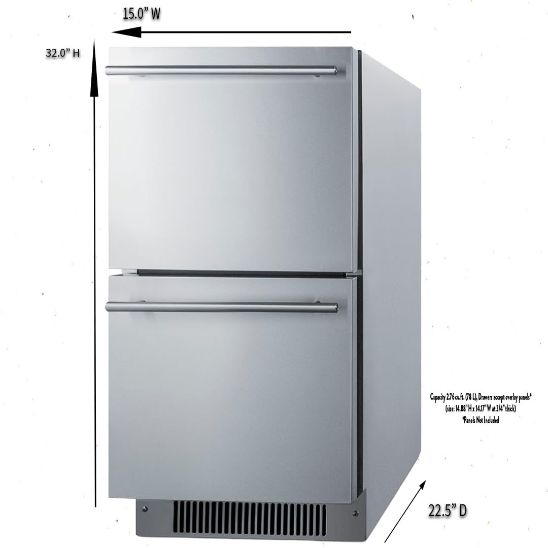 Summit Appliance 15" Wide 2-Drawer Commercial/Residential ADA All-Refrigerator - View 2 | Fridge.com