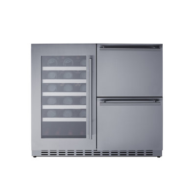 Summit 36” Wine Cellar and Two Drawer Refrigerator Combination, 34 Bottle Capacity, ADA Compliant, Commercial, Built-in, Undercounter, Stainless Steel - ADRWC36 (Stainless Steel) | Fridge.com