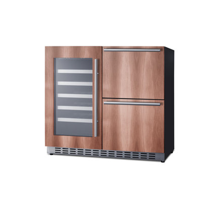 Summit 36” Wine Cellar and Two Drawer Refrigerator Combination, 34 Bottle Capacity, ADA Compliant, Commercial, Built-in, Undercounter, Panel Ready*- ADRWC36PNR (Panels Not Included) | Fridge.com