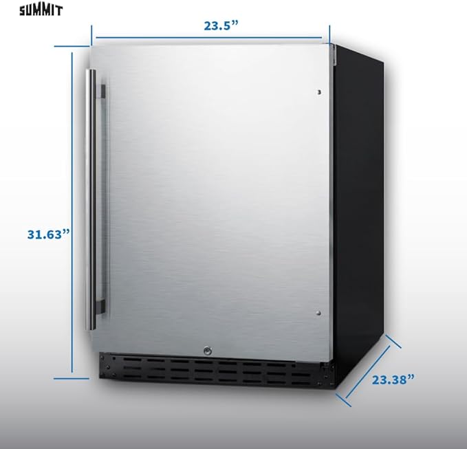 Summit 24" Built-In Refrigerator, 4.8 cu.ft., ADA Compliant, Stainless Steel/Black- AL55 - View 3 | Fridge.com