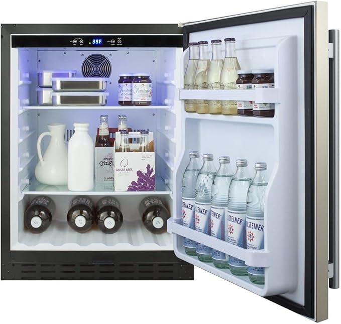 Summit 24" Built-In Refrigerator, 4.8 cu.ft., ADA Compliant, Stainless Steel/Black- AL55 - View 6 | Fridge.com