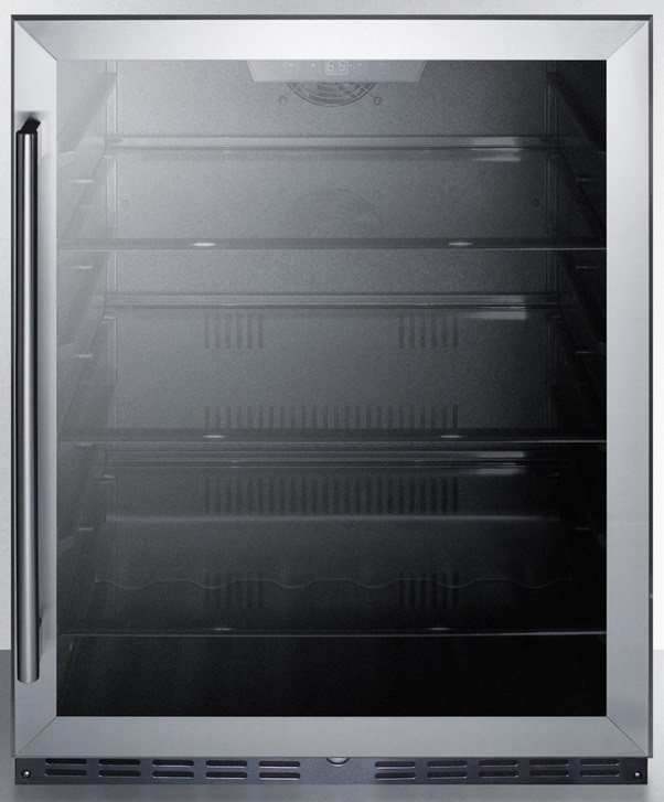Summit 24" Refrigerator, 5.0 cu.ft. capacity, ADA Compliant, Stainless Steel, Built-in, Glass Door - AL57G | Fridge.com