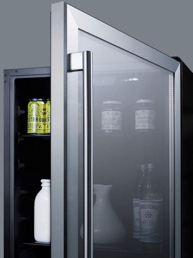 Summit 24" Refrigerator, 5.0 cu.ft. capacity, ADA Compliant, Stainless Steel, Built-in, Glass Door - AL57G | Fridge.com