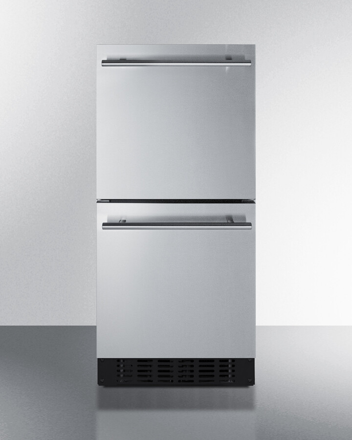 Summit 15” Two Drawer Refrigerator, 1.7 cu.ft.Capacity, ADA Compliant, 18” Shallow Depth, Stainless Steel, Panel Ready Capable*- ASDR1524 (*Panels not included) | Fridge.com
