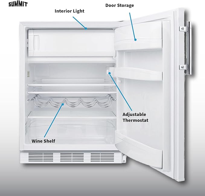 Summit 24" Refrigerator-Freezer, Peak24 Undercounter Fridge, 5.1 cu.ft. Capacity, White- CT661W - View 2 | Fridge.com