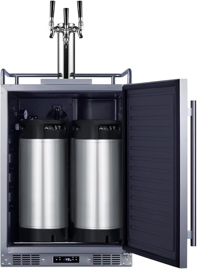 Summit Appliance SBC683OSTRIPLE 24" Wide Built-In Outdoor Beer Kegerator, 5.6 cu.ft Interior, Weatherproof, Automatic Defrost, Digital Thermostat, Tap Cool System, Adjustable Shelves, 4 Casters - View 2 | Fridge.com