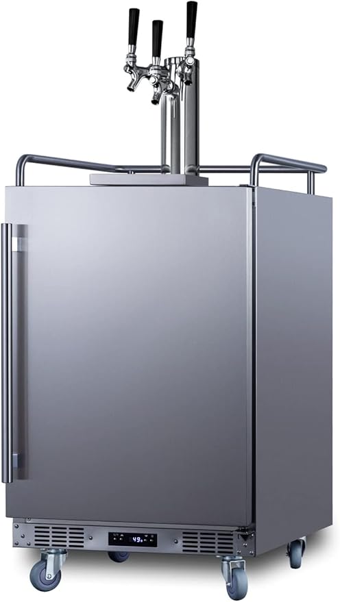 Summit Appliance SBC683OSTRIPLE 24" Wide Built-In Outdoor Beer Kegerator, 5.6 cu.ft Interior, Weatherproof, Automatic Defrost, Digital Thermostat, Tap Cool System, Adjustable Shelves, 4 Casters - View 3 | Fridge.com