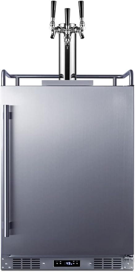 Summit Appliance SBC683OSTRIPLE 24" Wide Built-In Outdoor Beer Kegerator, 5.6 cu.ft Interior, Weatherproof, Automatic Defrost, Digital Thermostat, Tap Cool System, Adjustable Shelves, 4 Casters - View 4 | Fridge.com