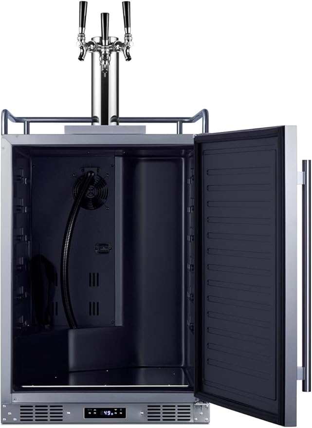 Summit Appliance SBC683OSTRIPLE 24" Wide Built-In Outdoor Beer Kegerator, 5.6 cu.ft Interior, Weatherproof, Automatic Defrost, Digital Thermostat, Tap Cool System, Adjustable Shelves, 4 Casters - View 5 | Fridge.com