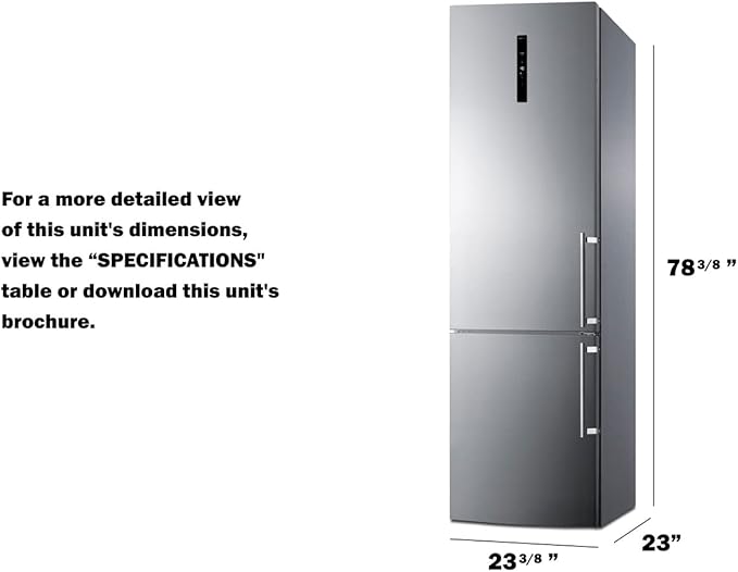Summit 24" Refrigerator-Freezer, 11.7 cu.ft Capacity, Bottom Freezer, Counter Depth Refrigerator, Stainless Steel - FFBF181ES2LHD (Left Handed Door Swing) - View 6 | Fridge.com
