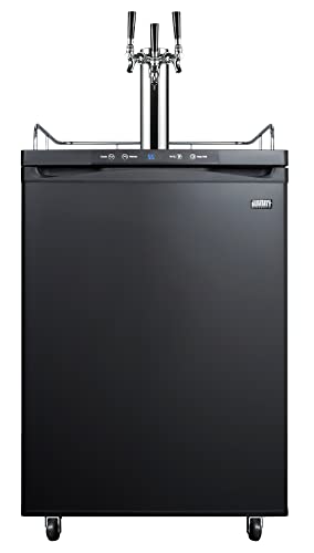 Summit Appliance SBC635MTRIPLE 24" Wide Kegerator, Black; Full-Sized Beer Dispenser; 5.6 cu.ft Capacity; Triple Tap System; Stainless Steel Floor Cover; Digital Thermostat; Automatic Defrost | Fridge.com