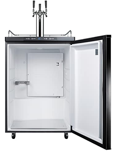 Summit Appliance SBC635MTRIPLE 24" Wide Kegerator, Black; Full-Sized Beer Dispenser; 5.6 cu.ft Capacity; Triple Tap System; Stainless Steel Floor Cover; Digital Thermostat; Automatic Defrost - View 3 | Fridge.com