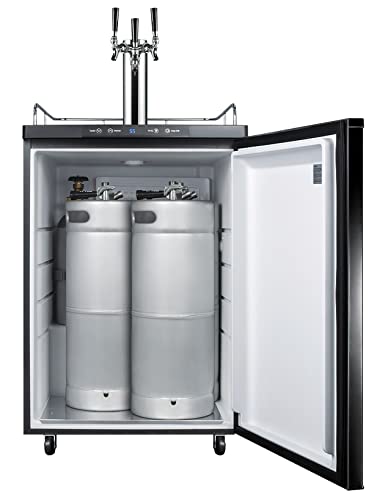 Summit Appliance SBC635MTRIPLE 24" Wide Kegerator, Black; Full-Sized Beer Dispenser; 5.6 cu.ft Capacity; Triple Tap System; Stainless Steel Floor Cover; Digital Thermostat; Automatic Defrost - View 4 | Fridge.com