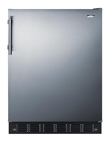 Summit FF6BK2SSADA 24” Wide ADA Under Counter Refrigerator 5.5 cu.ft. Made in Europe with Automatic Defrost Operation, Reversible Stainless-Steel Door, and Deluxe black interior (ADA Right Hand Door) | Fridge.com