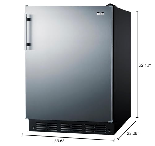 Summit FF6BK2SSADA 24” Wide ADA Under Counter Refrigerator 5.5 cu.ft. Made In Europe With Automatic Defrost Operation, Reversible Stainless-Steel Door, And Deluxe Black Interior (ADA Right Hand Door) - View 4 | Fridge.com