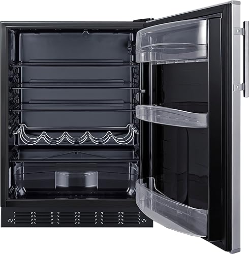 Summit FF6BK2SSADA 24” Wide ADA Under Counter Refrigerator 5.5 cu.ft. Made in Europe with Automatic Defrost Operation, Reversible Stainless-Steel Door, and Deluxe black interior (ADA Right Hand Door) | Fridge.com
