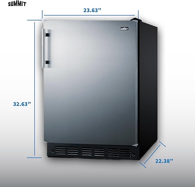 Summit 24" Refrigerator-Freezer, Peak24 Undercounter Fridge, 5.0 cu.ft. Capacity, Stainless Steel/Black- CT66BK2SS - View 2 | Fridge.com