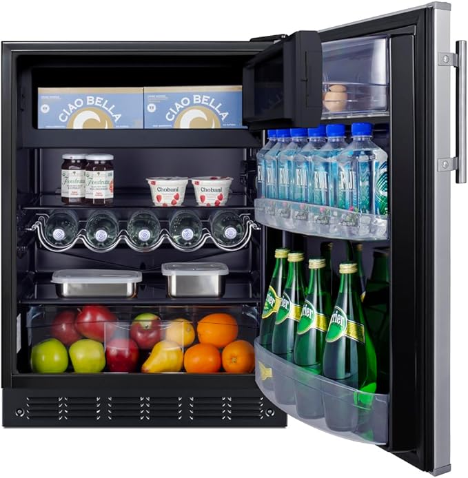 Summit 24" Refrigerator-Freezer, Peak24 Undercounter Fridge, 5.0 cu.ft. Capacity, Stainless Steel/Black- CT66BK2SS - View 5 | Fridge.com